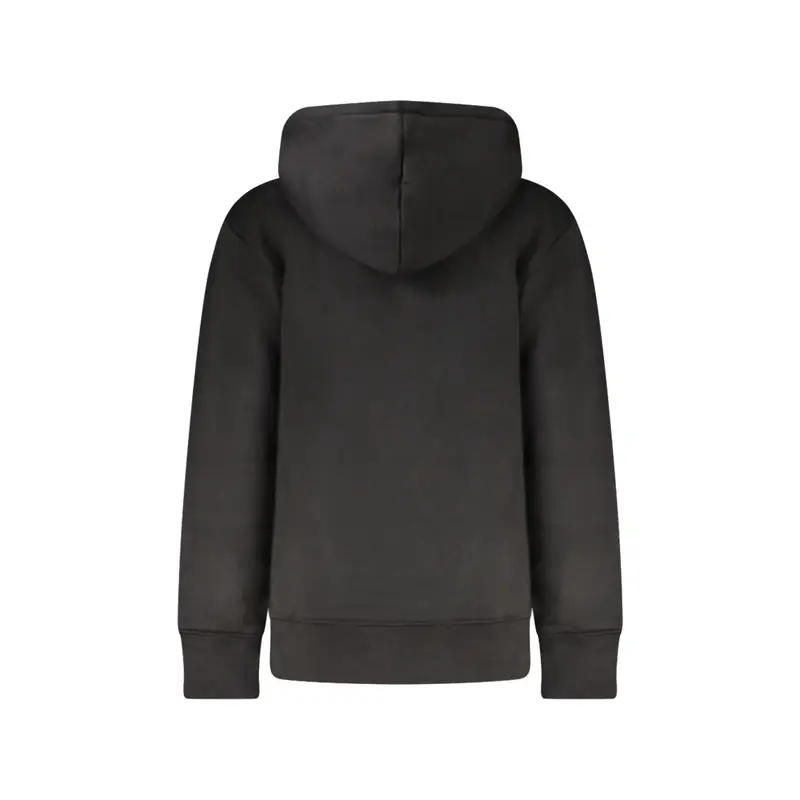 Felpa Uomo Nera Cappuccio Felpata Logo Nero miniatura 2