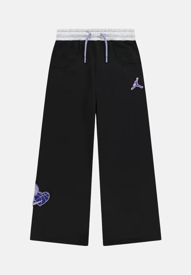 Pantalone sportivo nero da bambina con patch