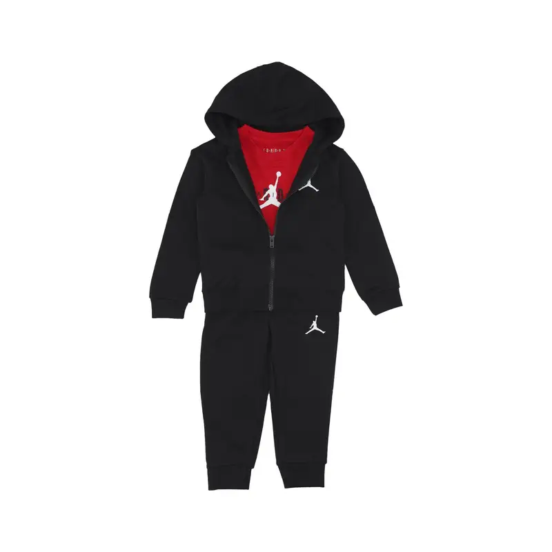 Set Felpa+pantalone+tshirt Bambino Essentials Full Zip Box Set Black