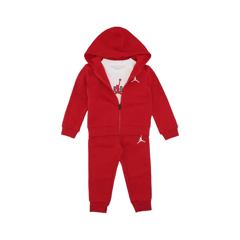 Set Felpa+pantalone+tshirt Bambino Essentials Full Zip Box Set Gym Red