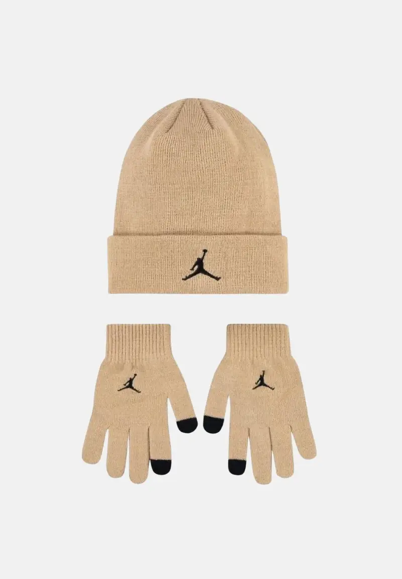 Set regalo Essentials composto da berretto e guanti beige per bambino e bambina