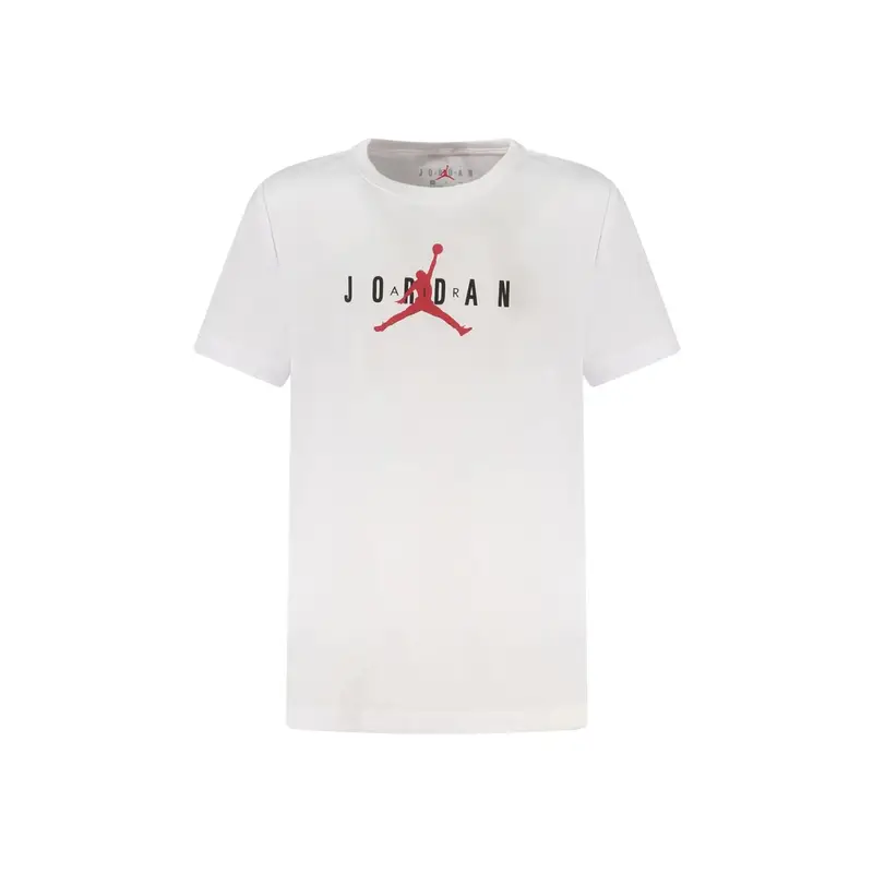 T-Shirt Bambino Maniche Corte Girocollo Poliestere Stampa Logo Bianco