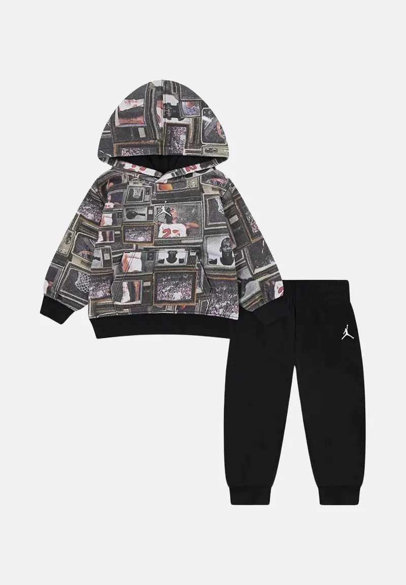 Tuta Brooklyn French Terry nera da neonato