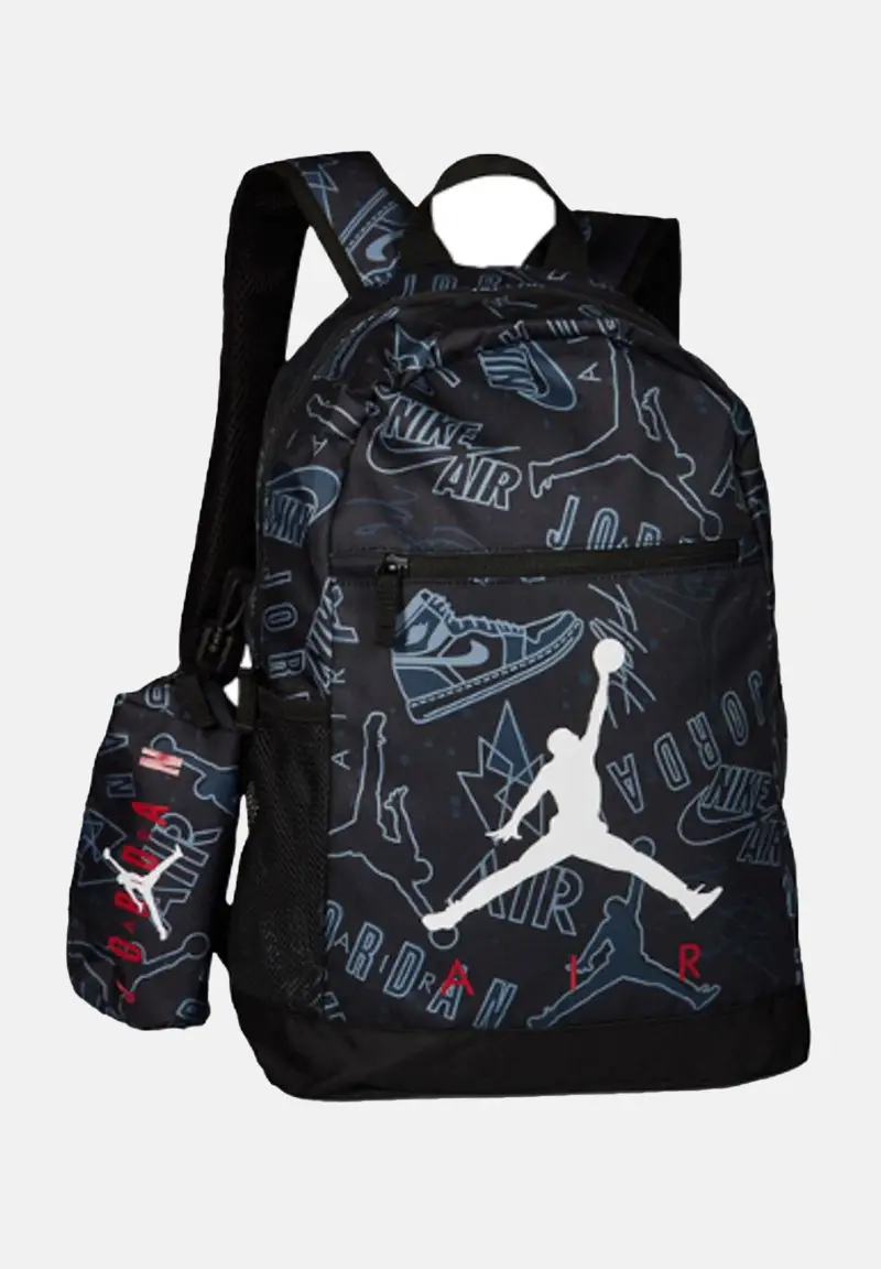 Zaino nero per bambino e bambina con stampa logo