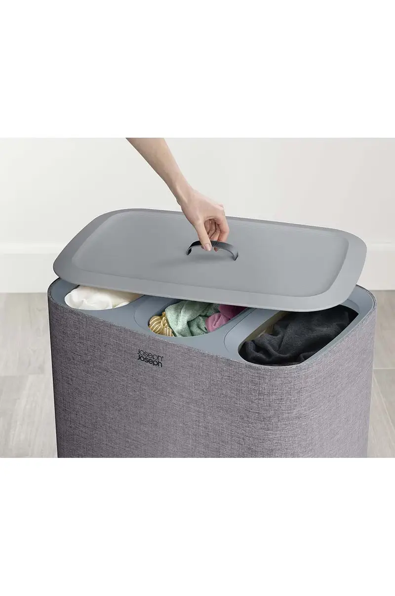 cesto della biancheria 90 L Grigio miniatura 3