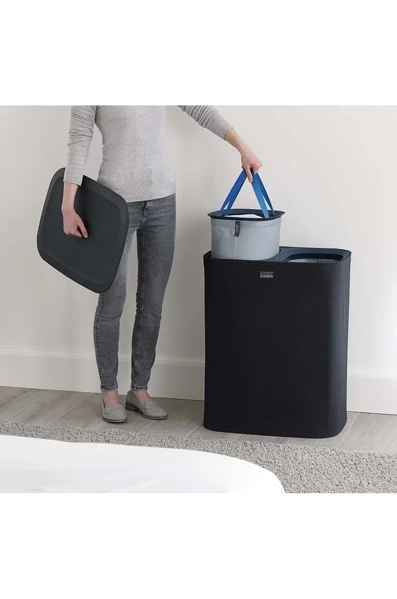 cesto della biancheria 90 L Nero miniatura 4