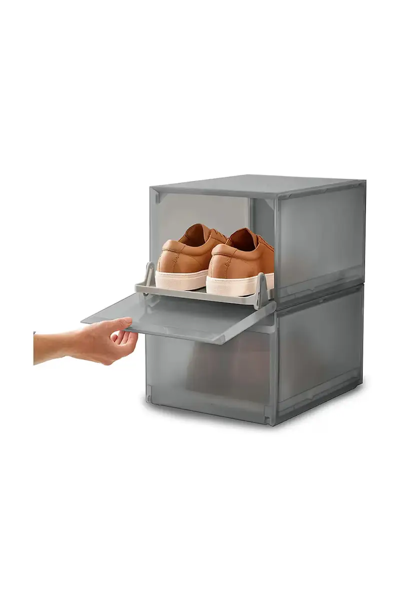 set di scatole da scarpe Shoe Storage Box pacco da 2 Grigio miniatura 3