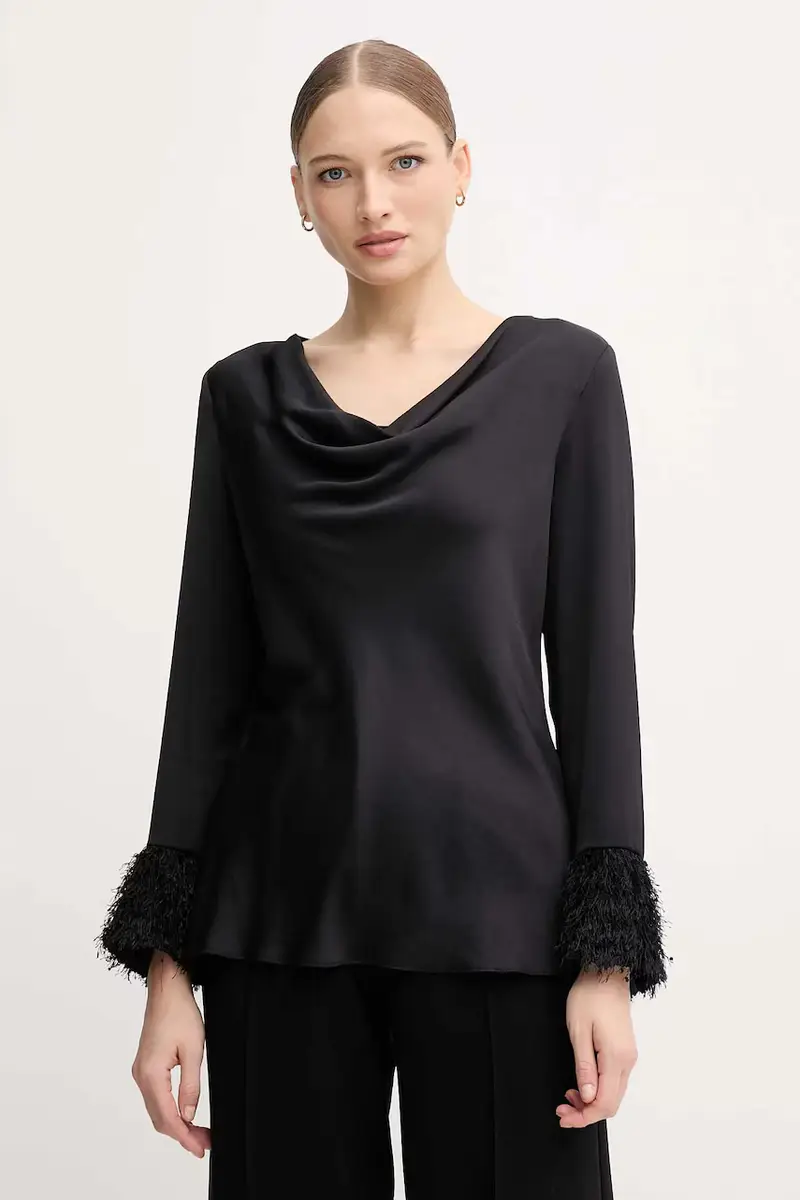 camicetta donna colore nero con applicazione 254020