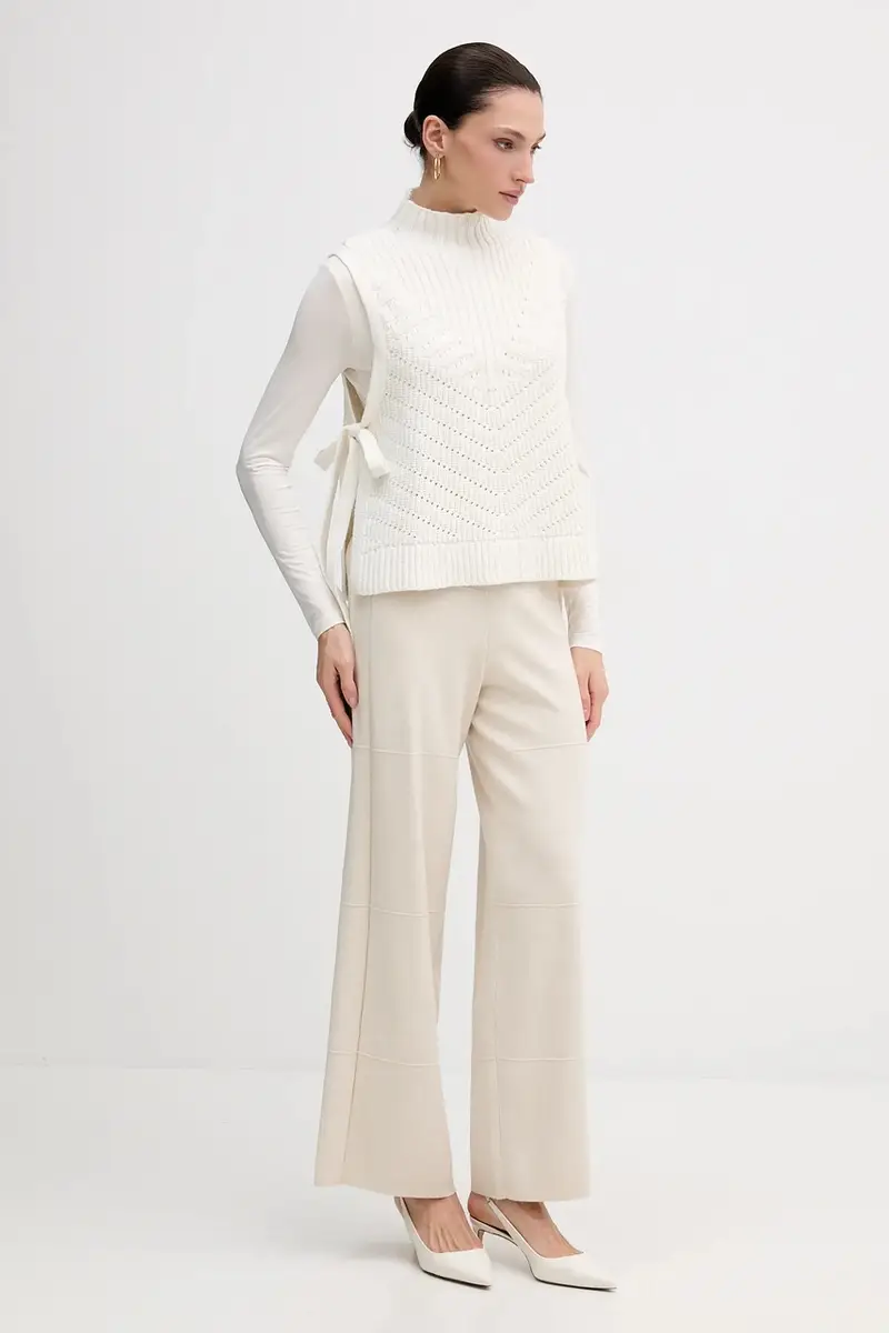 pantaloni in seta donna colore beige 261982 miniatura 2