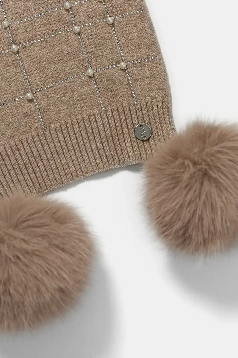 sciarpa donna colore beige con applicazione 253970 miniatura 2