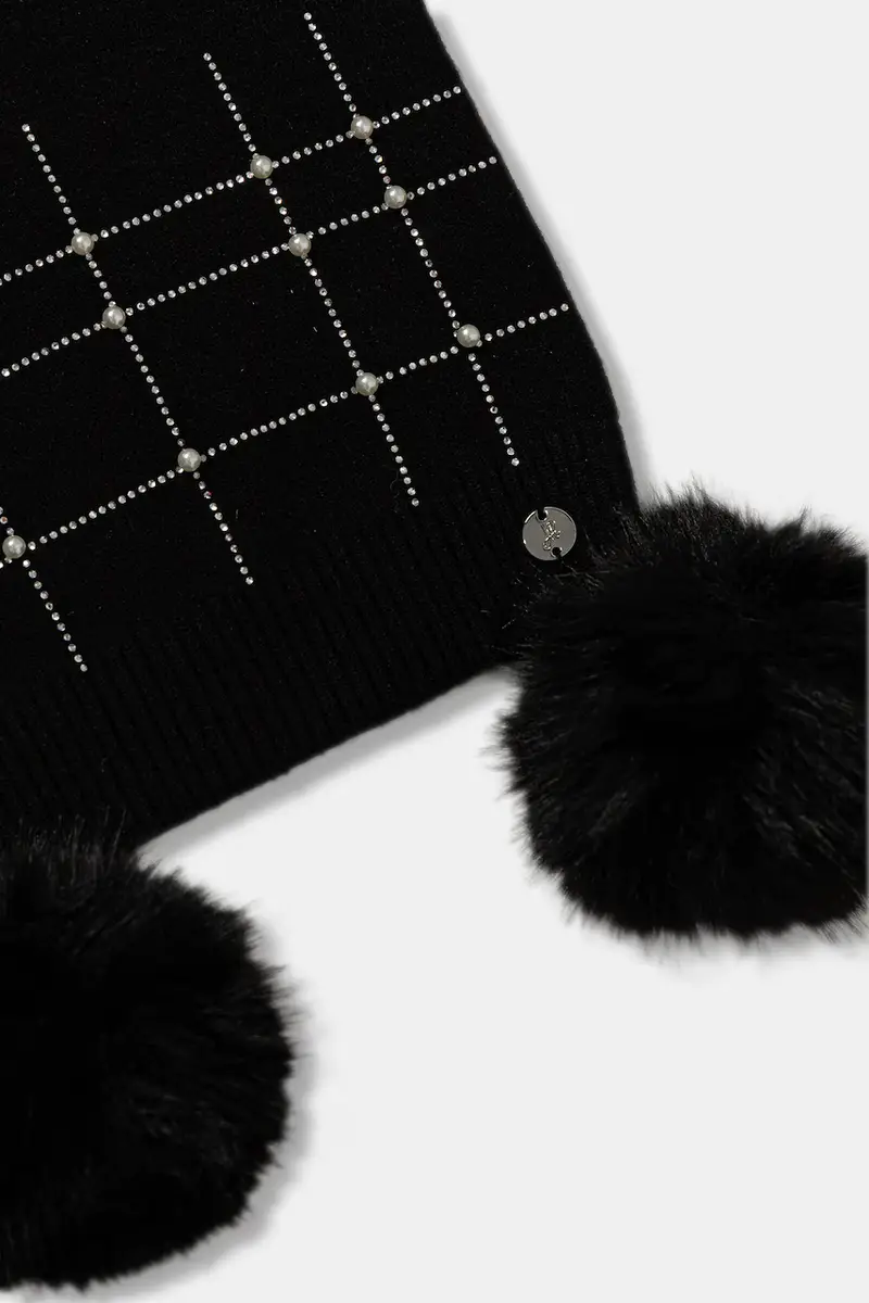 sciarpa donna colore nero con applicazione 253970 miniatura 2