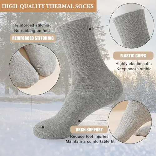 Josnown Calzini termici da donna per attività all'aria aperta, invernali, spessi, caldi, traspiranti, imbottiti, per miniatura 2