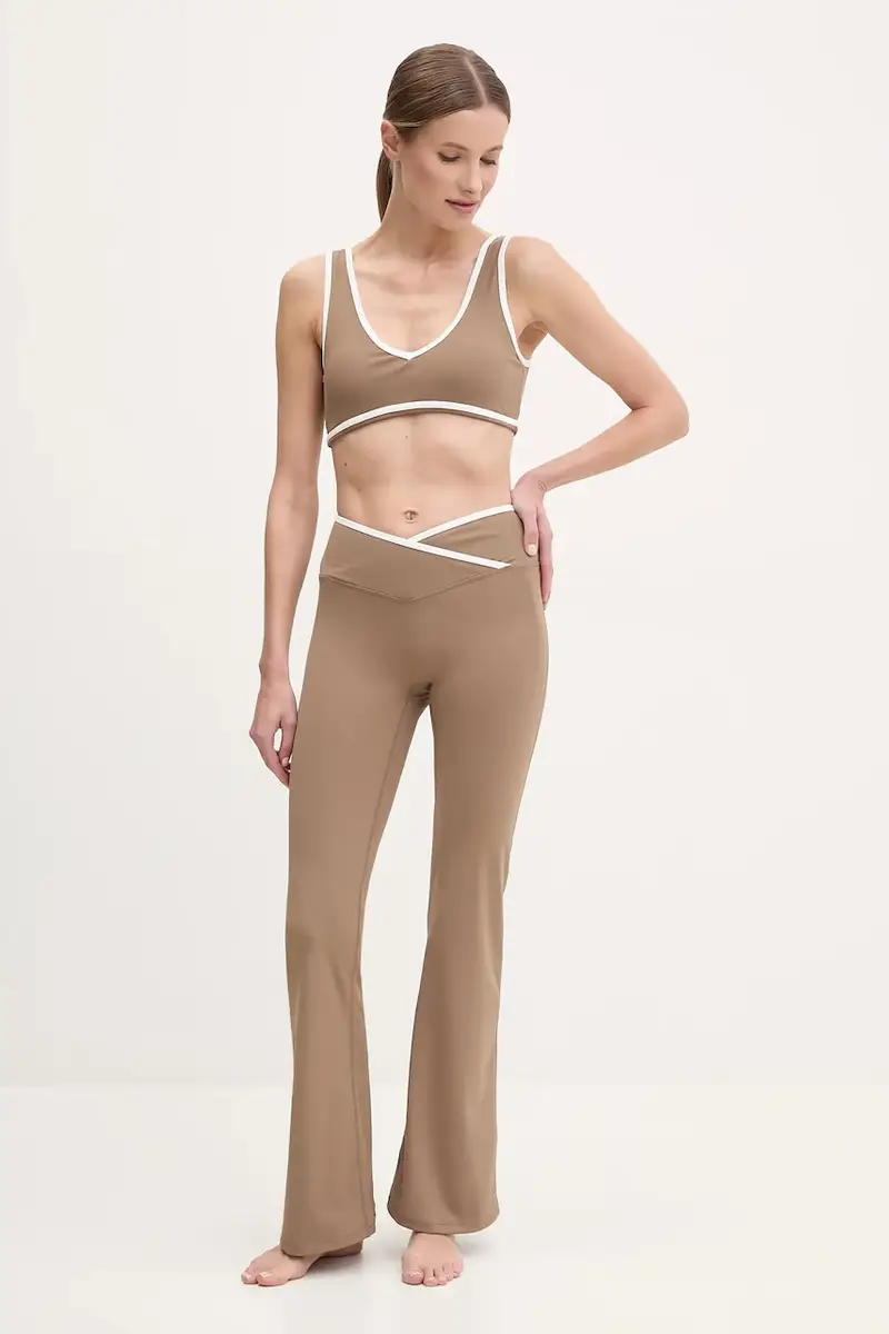 pantaloni da yoga Dual Essence colore marrone con applicazione Dual Essence miniatura 2