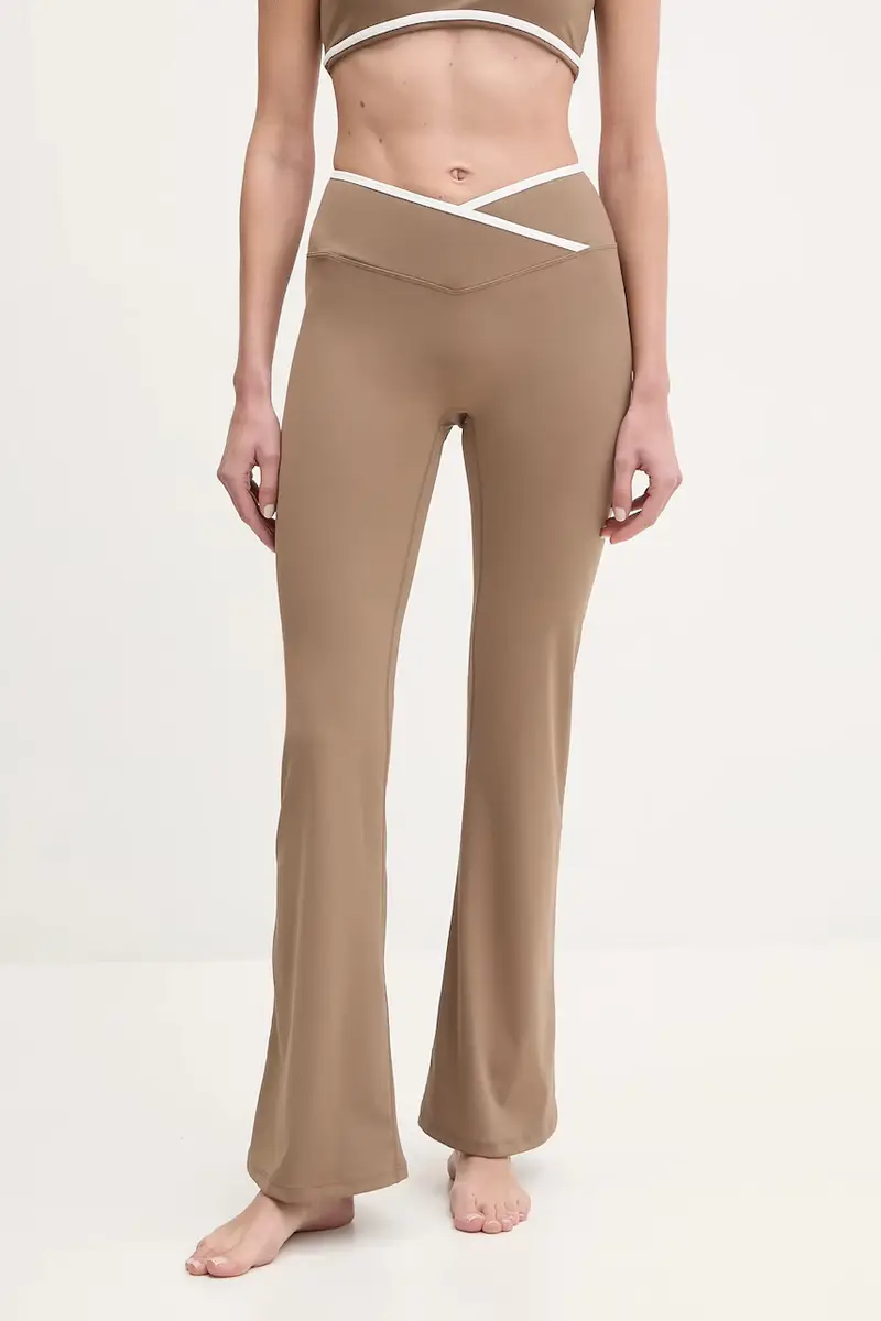 pantaloni da yoga Dual Essence colore marrone con applicazione Dual Essence