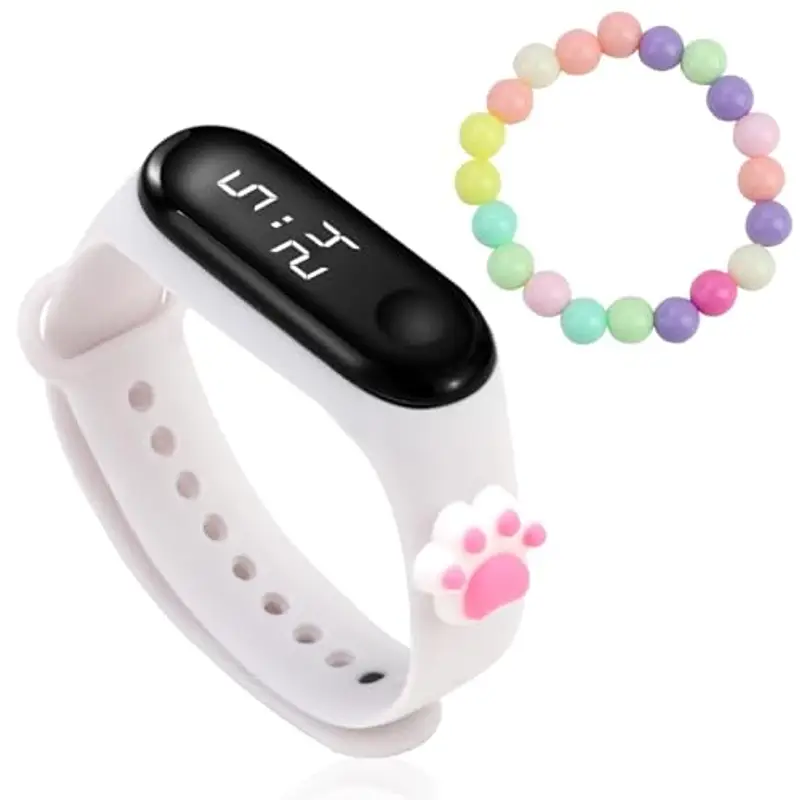 Joynine Orologio digitale per bambini, sportivo, con cinturino in silicone, con artigli di gatto, in plastica, impermeabile, età 6-15 anni, plastica