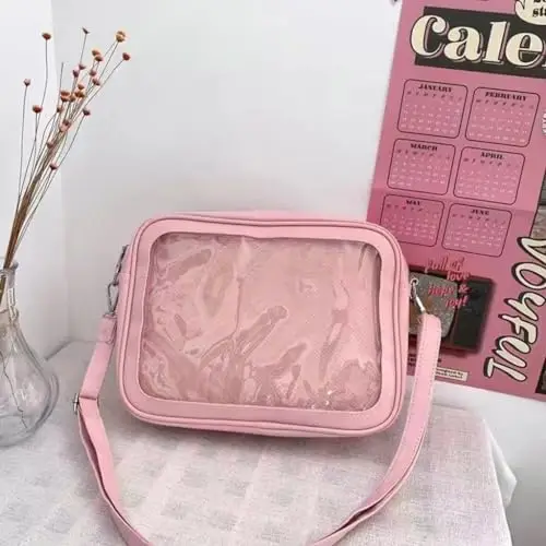 JSGHGDF Ragazze Ita Messenger Bag Carino Trasparente Crossbody Bag Donne JK Shoulder Bag s, rosa miniatura 3
