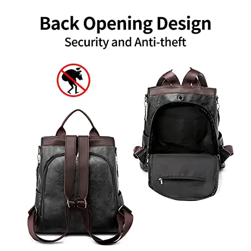 JSNOM Zaino Donna Pelle Casual Antifurto: Borsa Zainetto Donna Piccola Elegante Impermeabile Daypack per Universitá miniatura 3