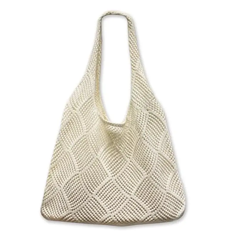 JSTHHTT Borsa Tote per Donna, Borsa da Spiaggia in Rete All'uncinetto, Borsa Intrecciata, in Stile Bohémien, per Scuola, Università, Viaggi, Lavoro