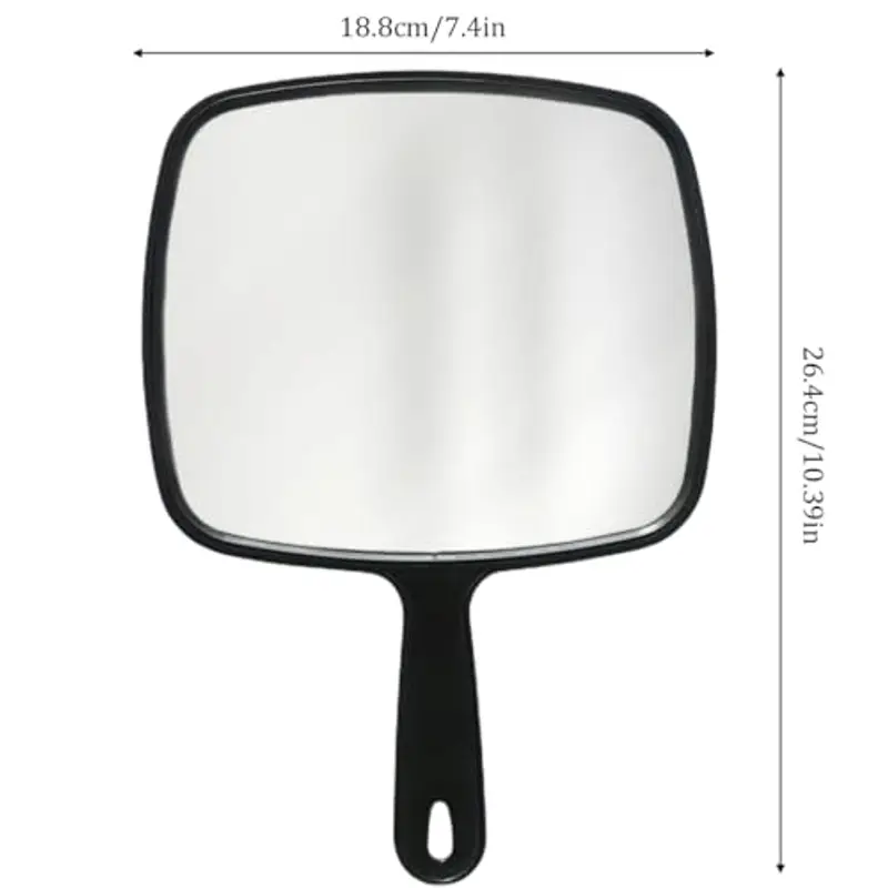 JTKREW 1 pezzi Grande specchio a mano con comoda maniglia, grande specchio portatile per barbieri, parrucchieri, studi dentistici, per tagliare i capelli e applicare il trucco miniatura 2