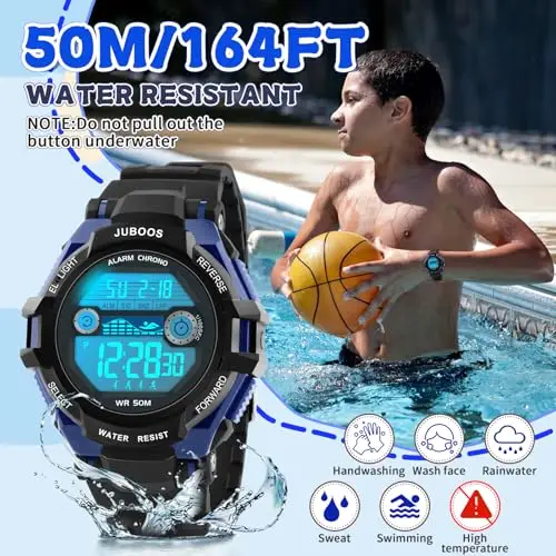 Juboos Orologio Bambina, con Cinturino Stampato e 7 Luci Colorate, Orologio Digitale Impermeabile per Bambini con miniatura 3