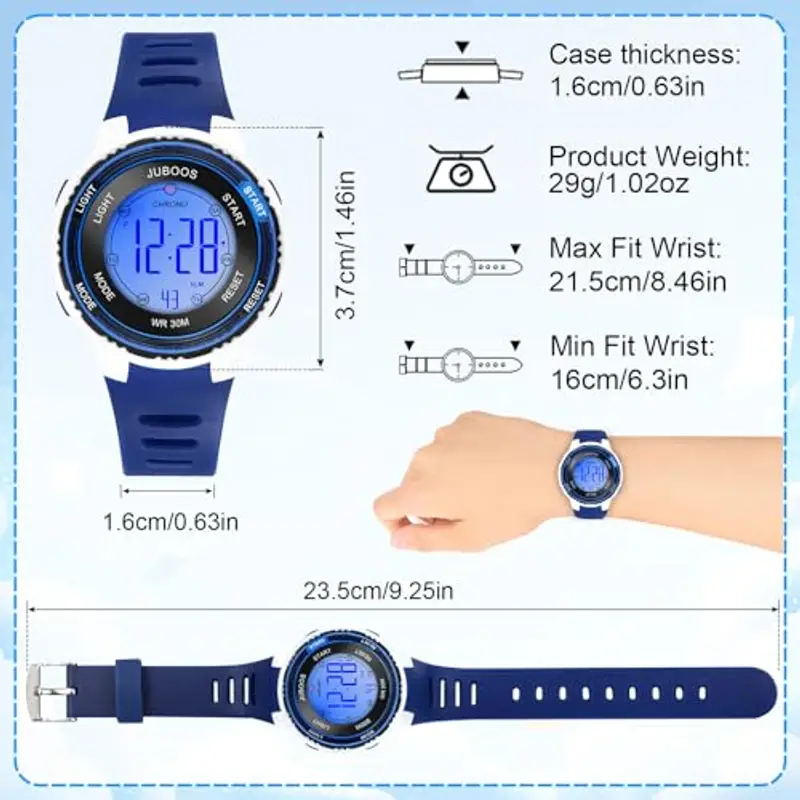 Juboos Orologio Bambina, con Cinturino Stampato e 7 Luci Colorate, Orologio Digitale Impermeabile per Bambini con Orecchie da Gatto per Ragazzo e Ragazza da 4 a 12 Anni miniatura 3