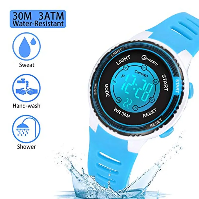 Juboos Orologio Bambina, con Cinturino Stampato e 7 Luci Colorate, Orologio Digitale Impermeabile per Bambini con Orecchie da Gatto per Ragazzo e Ragazza da 4 a 12 Anni miniatura 3