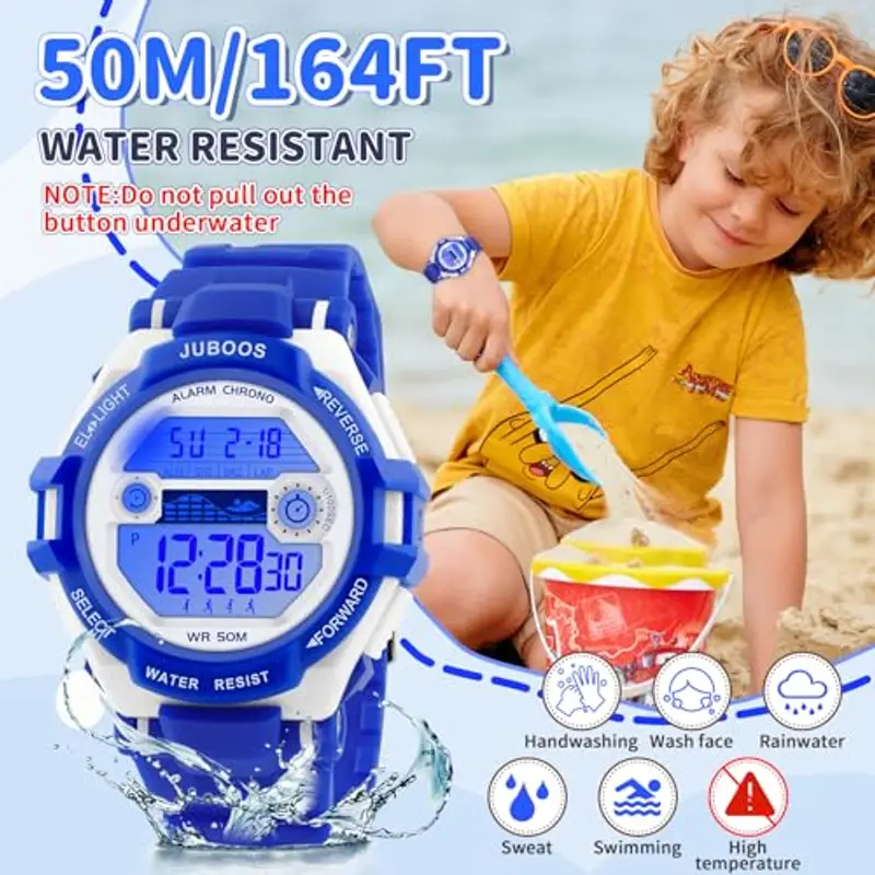 Juboos Orologio Bambina, con Cinturino Stampato e 7 Luci Colorate, Orologio Digitale Impermeabile per Bambini con Orecchie da Gatto per Ragazzo e Ragazza da 4 a 14 Anni miniatura 3