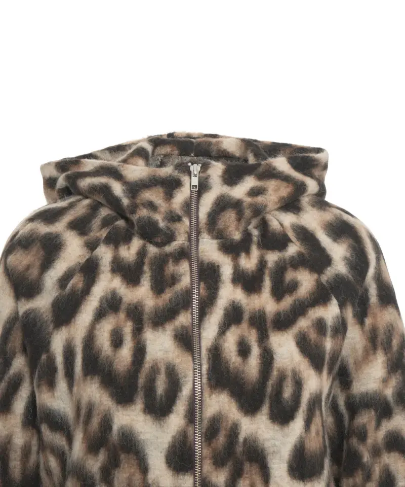 Cappotto lungo maculato con chiusura zip miniatura 2