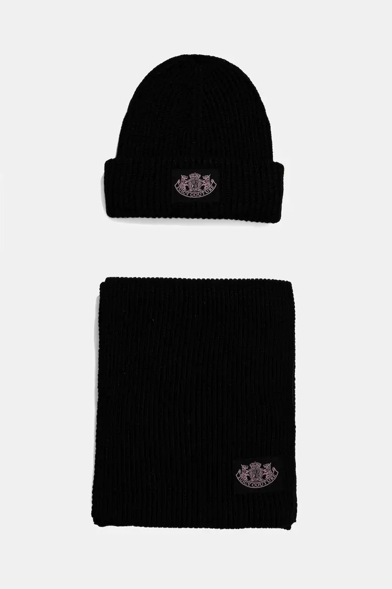 cappello e sciarpa con lana colore nero JCAWH225715