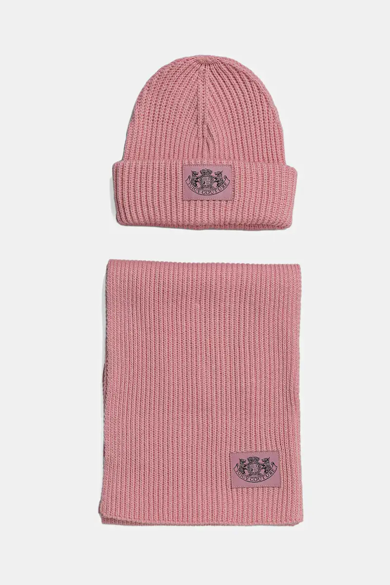 cappello e sciarpa con lana colore rosa JCAWH225715