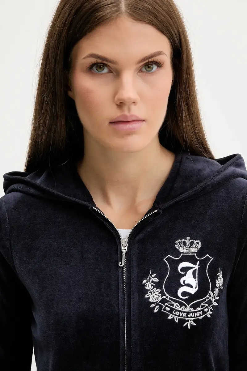 felpa donna colore blu navy con cappuccio con applicazione JCGAS225009 miniatura 4