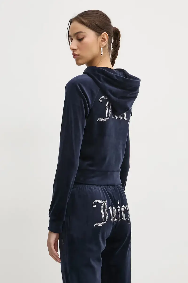 felpa donna colore blu navy con cappuccio con applicazione JCWA122001 miniatura 3