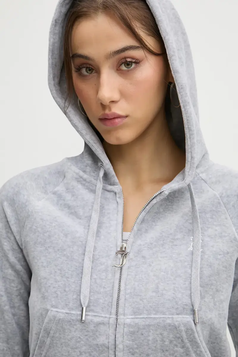 felpa donna colore grigio con cappuccio con applicazione JCWA122001 miniatura 4