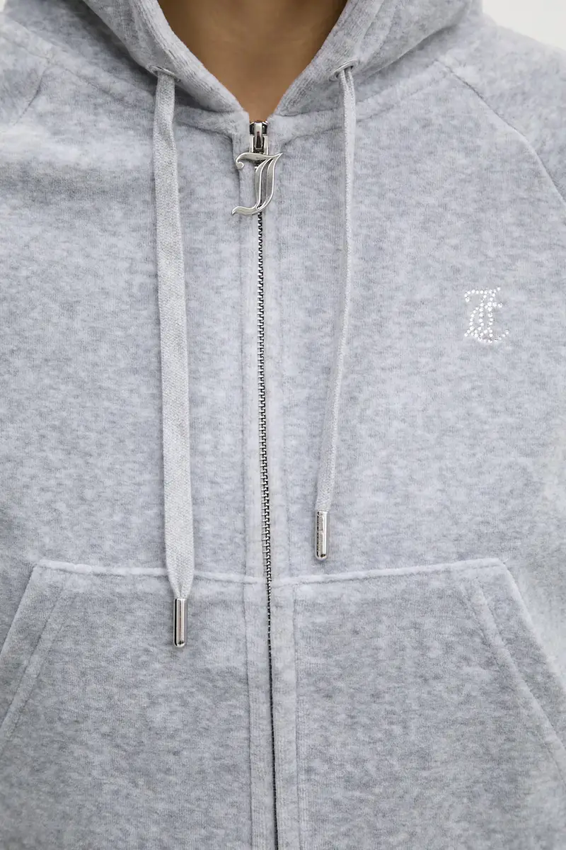 felpa donna colore grigio con cappuccio con applicazione JCWA122001 miniatura 5