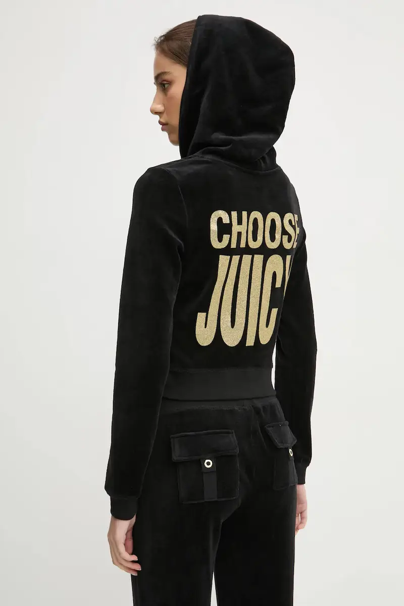 felpa donna colore nero con cappuccio con applicazione JCGAS125001 miniatura 3