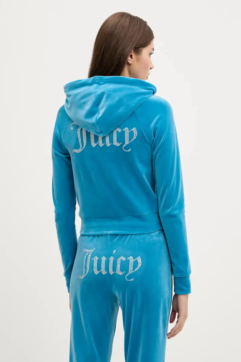 felpa donna colore turchese con cappuccio con applicazione JCWA122001 Blu miniatura 3