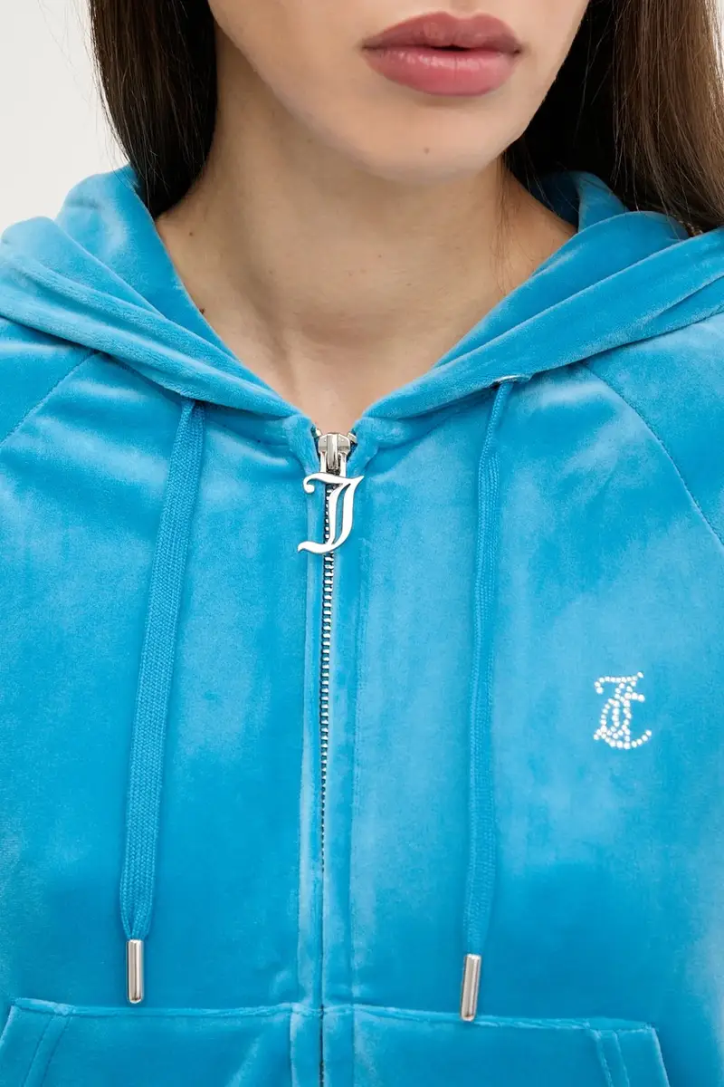 felpa donna colore turchese con cappuccio con applicazione JCWA122001 Blu miniatura 5