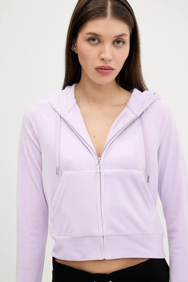 felpa donna colore turchese con cappuccio con applicazione JCWA122001 Violetto miniatura 4