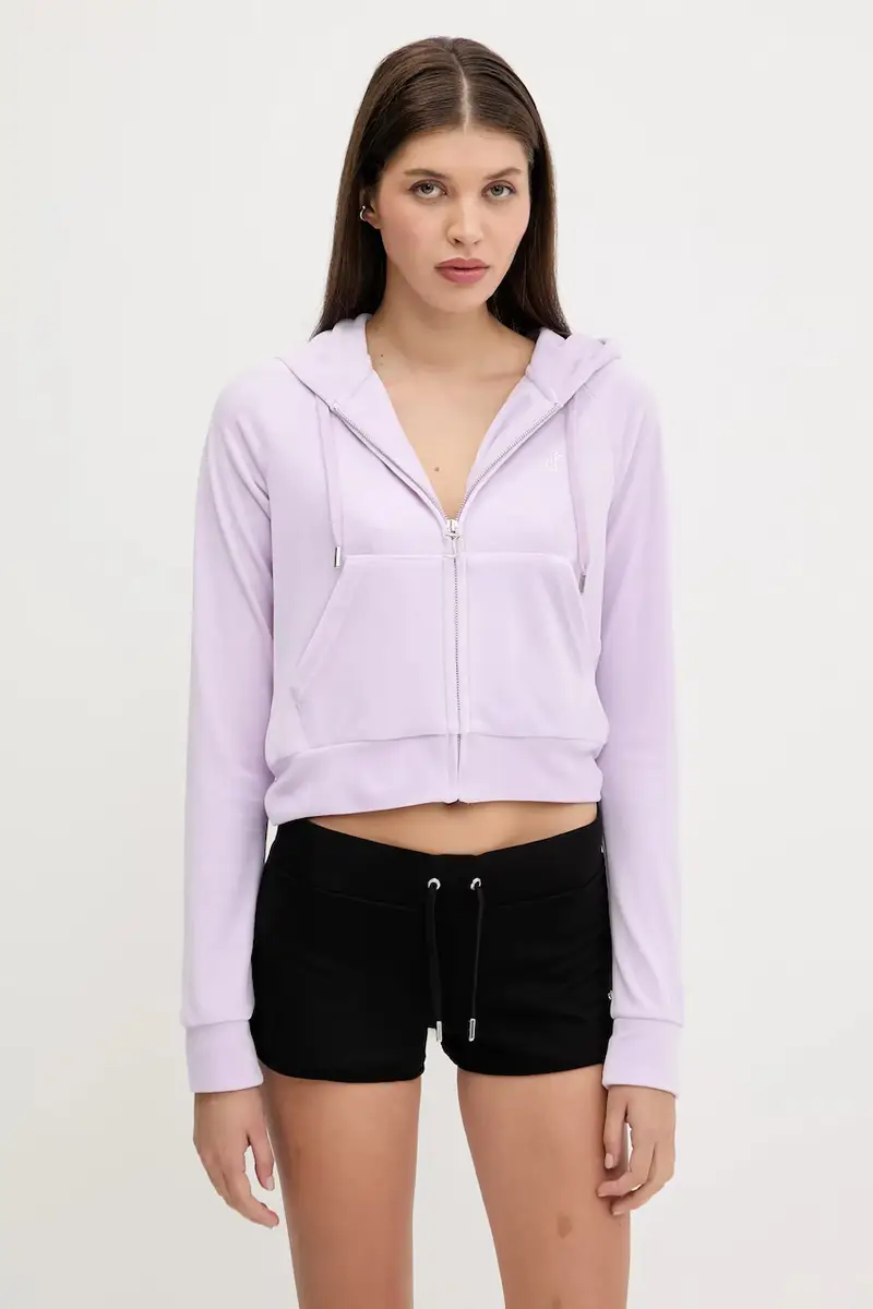 felpa donna colore turchese con cappuccio con applicazione JCWA122001 Violetto