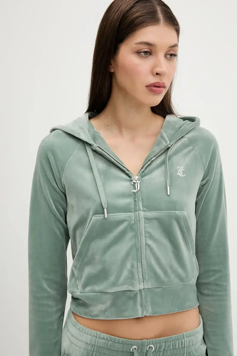 felpa donna colore verde con cappuccio con applicazione JCWA122001 miniatura 4