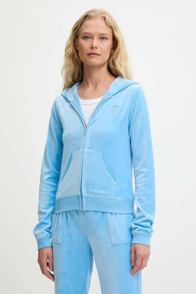 felpa HERITAGE ROBYN HOODIE donna colore blu con cappuccio con applicazione JCSEBJ007