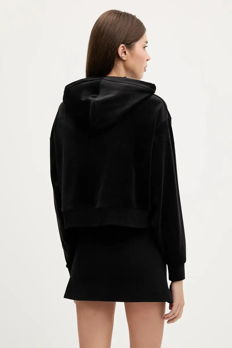 felpa in velluto BRENDAL CROP OVERSIZED HOODIE donna colore nero con cappuccio JCBAS225801 miniatura 3
