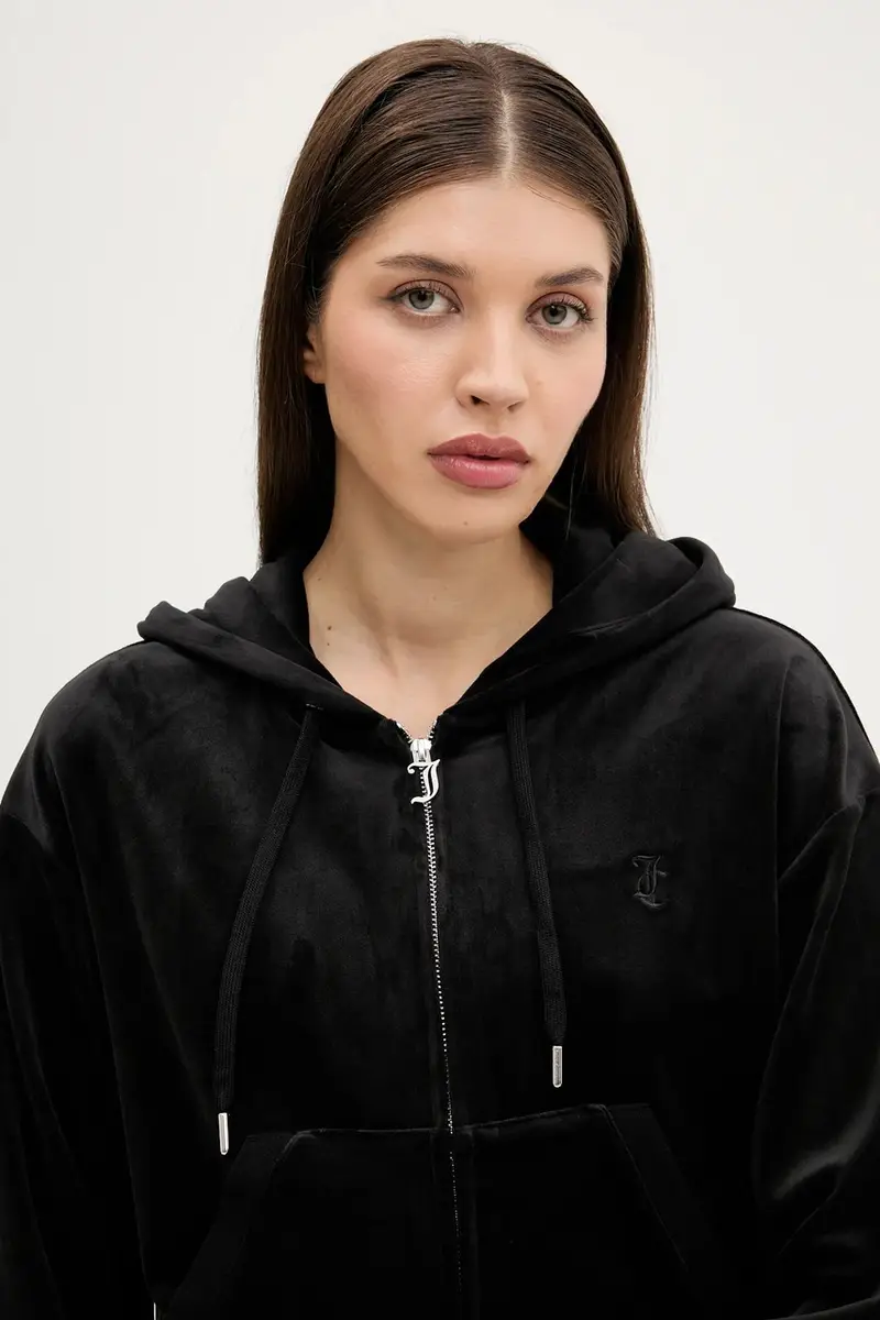felpa in velluto BRENDAL CROP OVERSIZED HOODIE donna colore nero con cappuccio JCBAS225801 miniatura 4