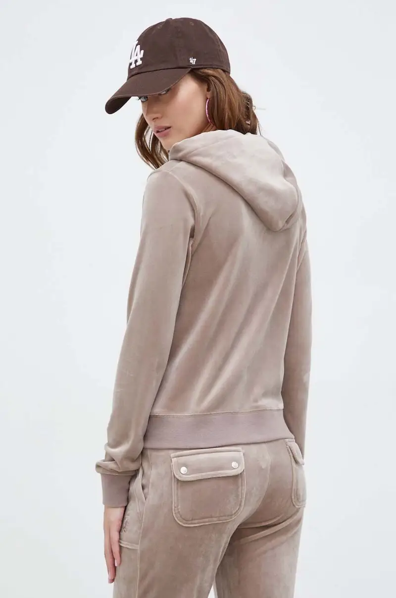 felpa in velluto colore beige con cappuccio miniatura 3