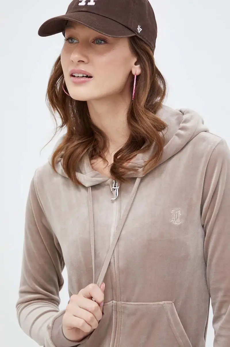 felpa in velluto colore beige con cappuccio miniatura 4