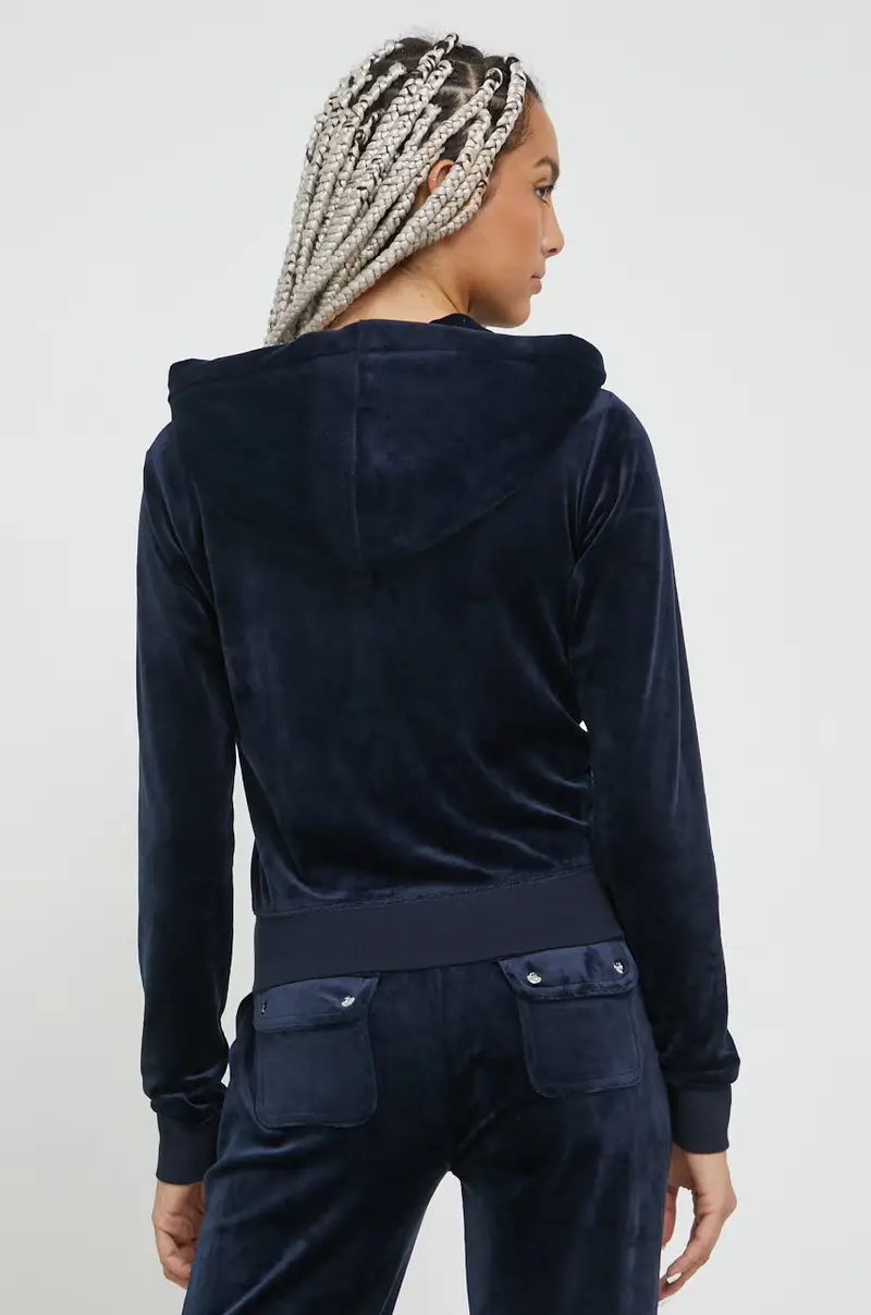 felpa in velluto colore blu navy con cappuccio JCAP176 miniatura 3