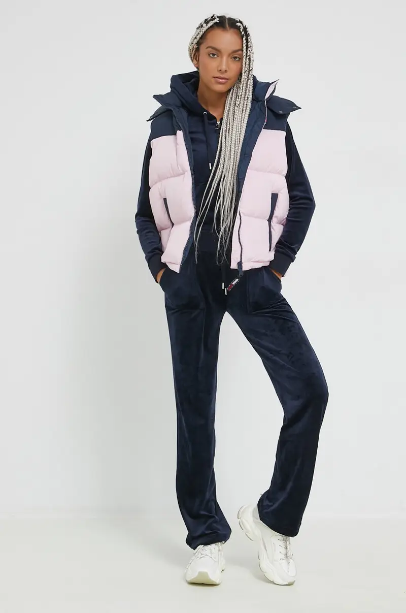 felpa in velluto colore blu navy con cappuccio JCAP176 miniatura 4