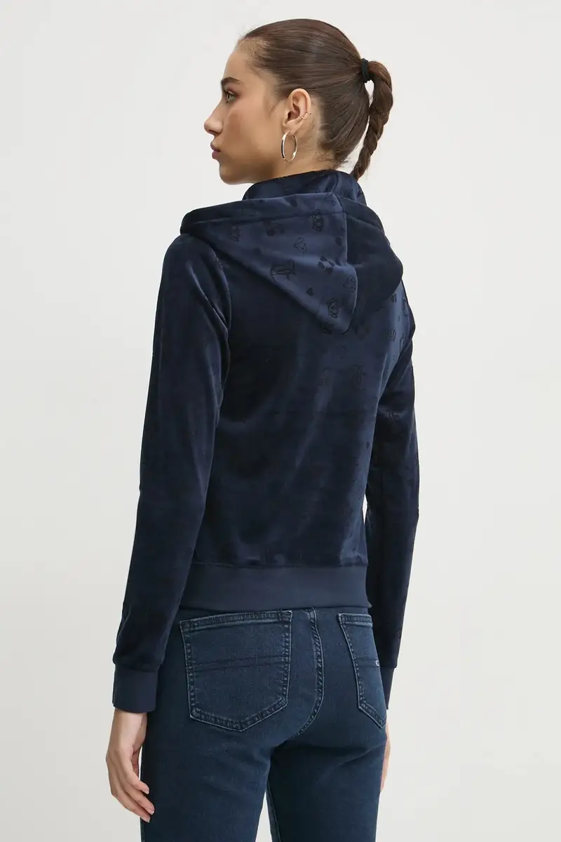 felpa in velluto colore blu navy con cappuccio JCWAS125302 miniatura 3