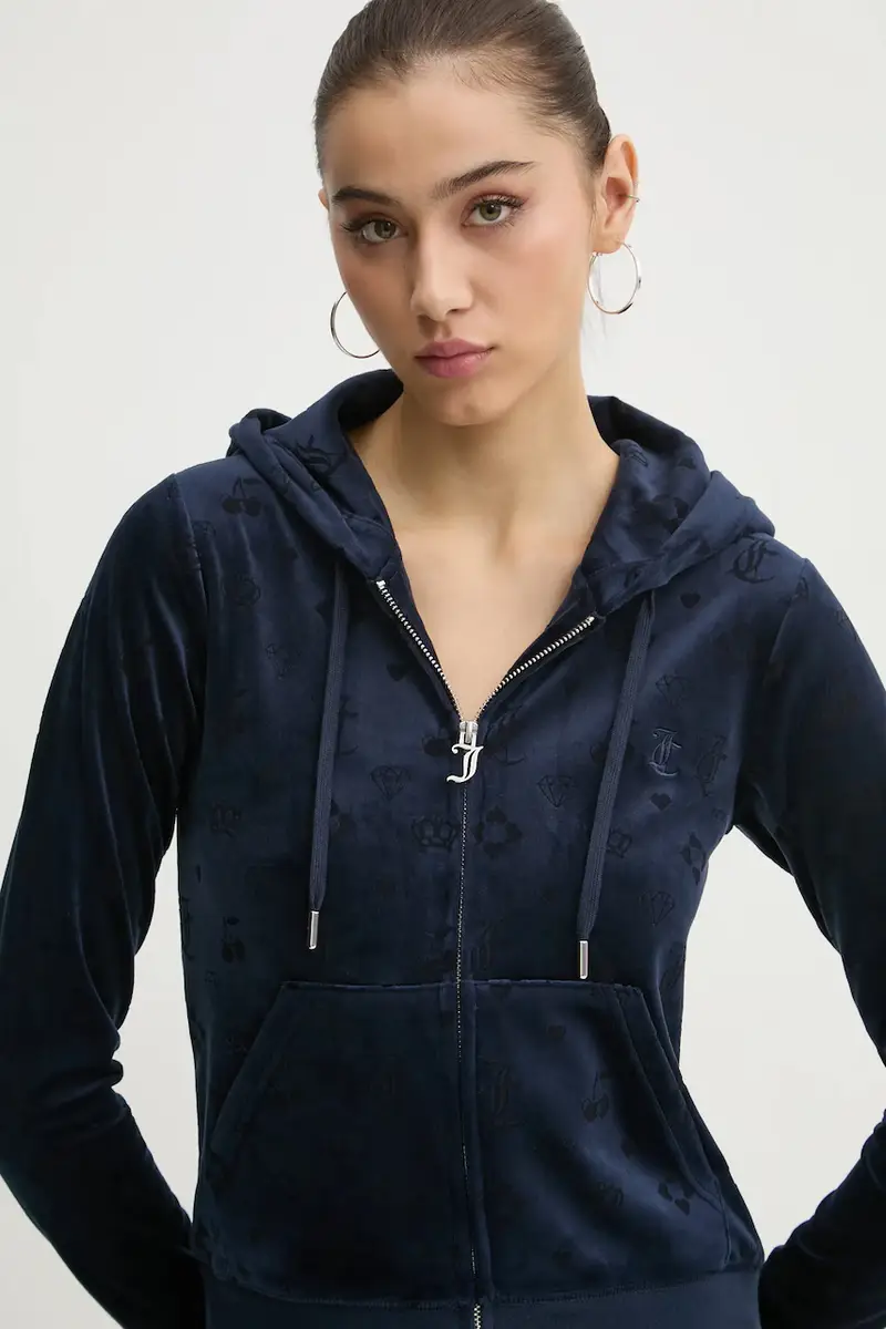 felpa in velluto colore blu navy con cappuccio JCWAS125302 miniatura 4