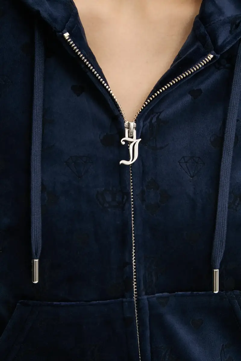 felpa in velluto colore blu navy con cappuccio JCWAS125302 miniatura 5